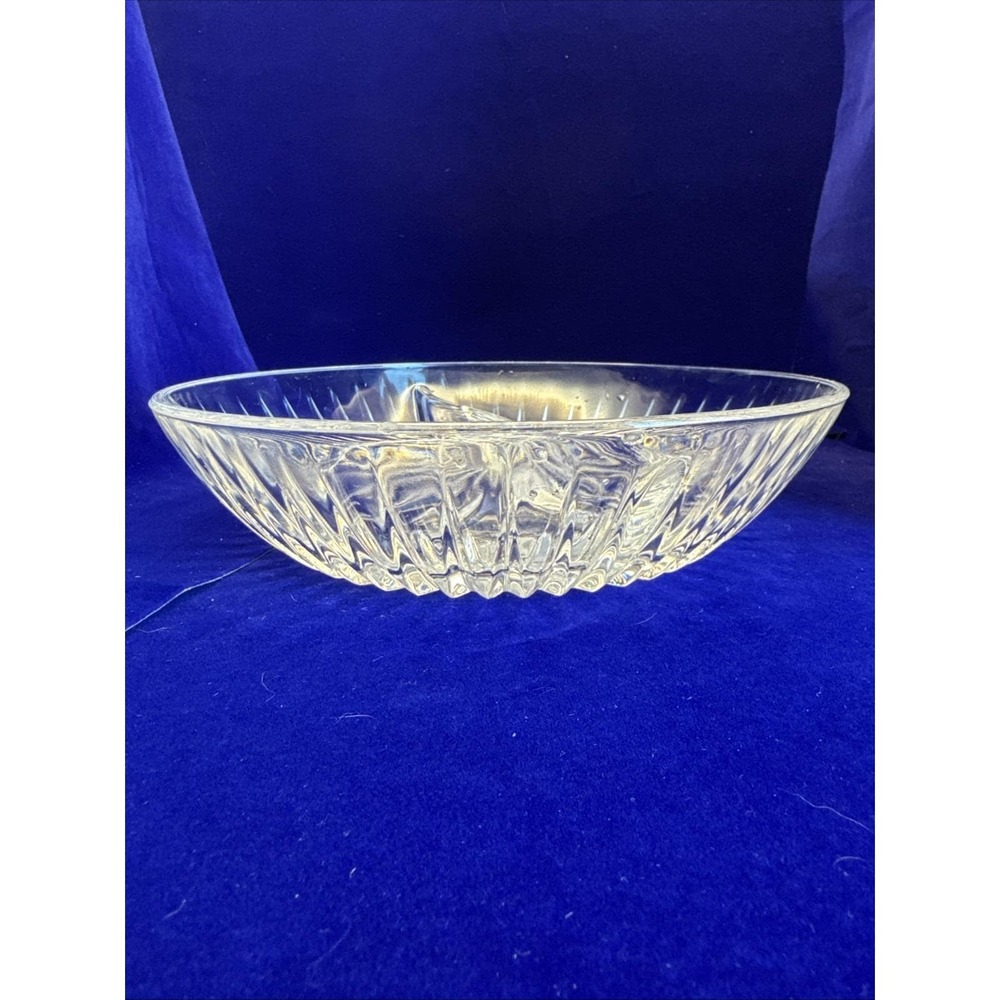 Princess House Royal Highlights Divided Lead Crystal Serving Bowl Vintage 8 inch